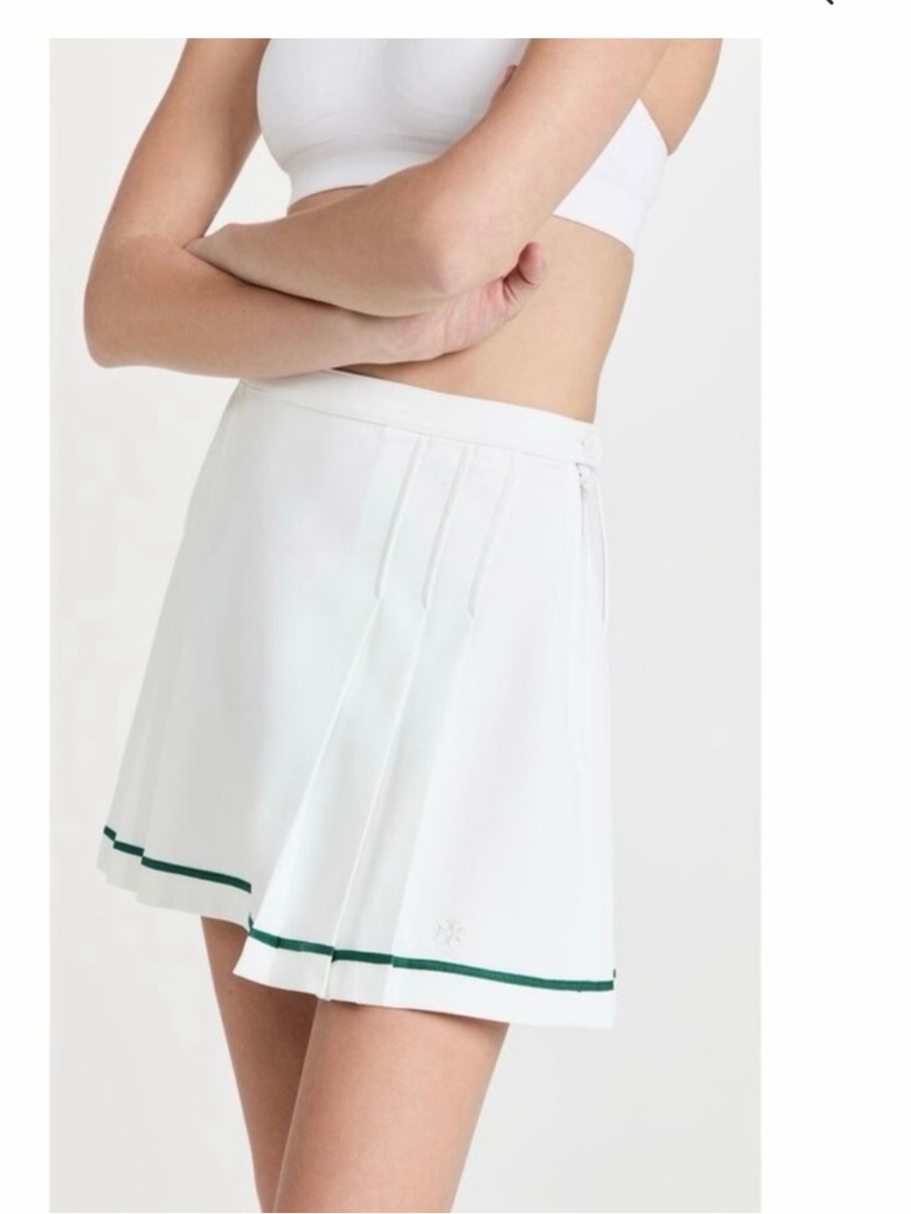 Tory Burch White Pleated Court Skirt